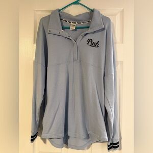 Women's Victoria Secret Half Button-Up Long Sleeve- LG‎ Blue